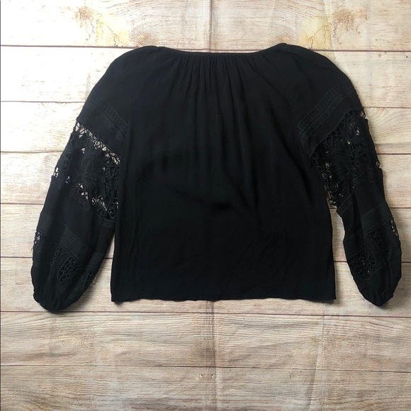 Astr Black Blouse with Lace Sleeves - Picture 7 of 7